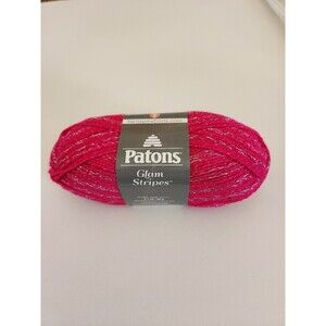 Patons Glam Stripes sparkly fashion yarn, Fuschia Pink (261 yds ea) New